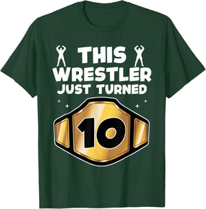 10th Wrestling Birthday This Wrestler Just Turned Ten Boys T-Shirt - T-Shirt | Forest