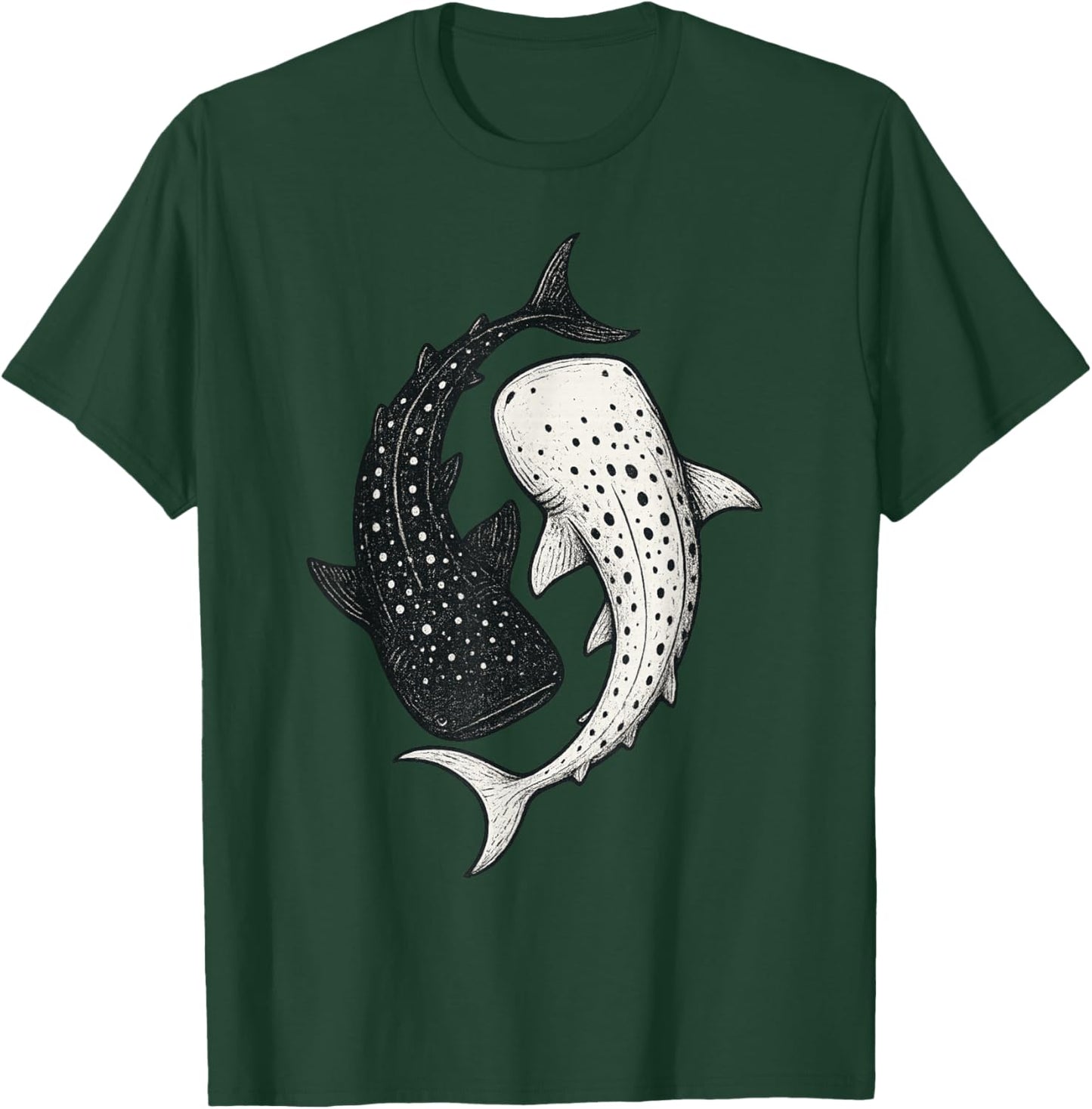 Whale Shark Yin Yang Marine Biology Ocean Life T-Shirt - T-Shirt | Forest