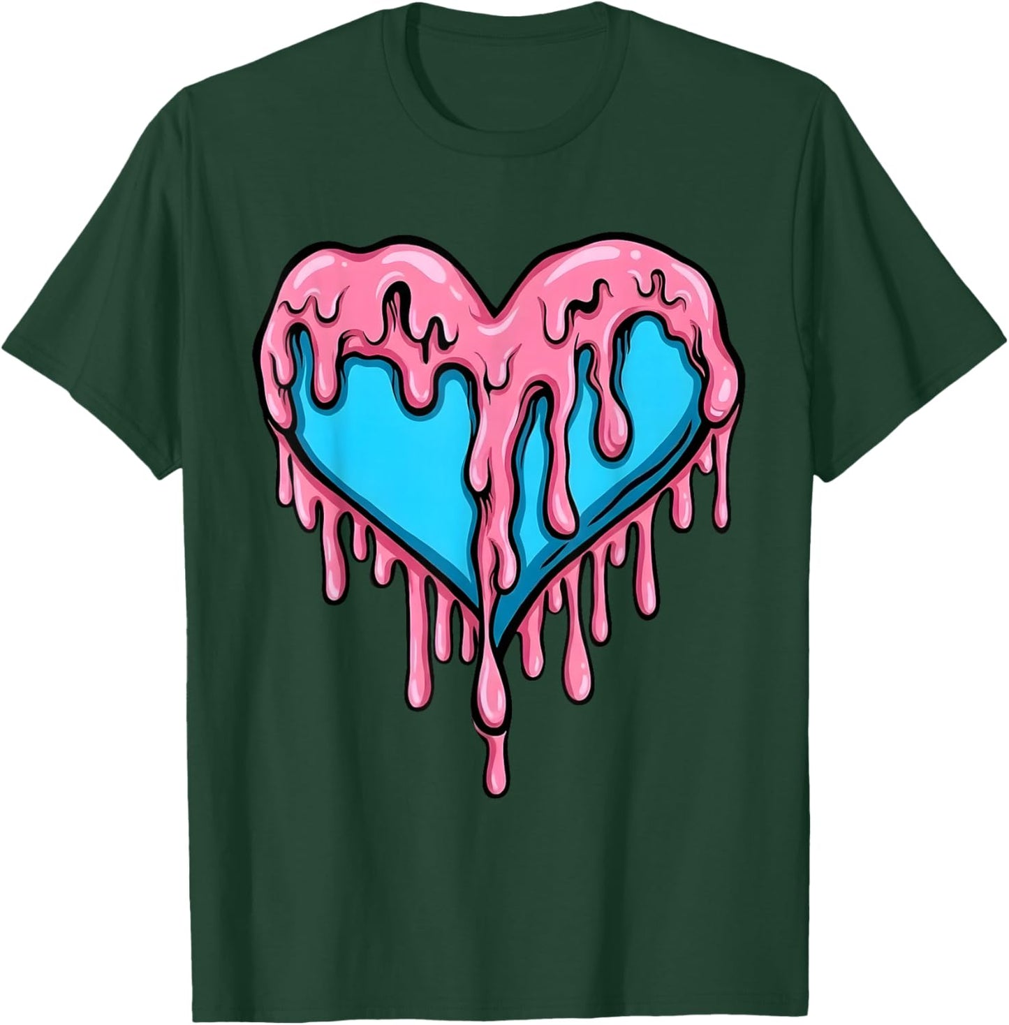 Gamma Blue Art Heart Ice Cream Dripping Valentine Day T-Shirt - T-Shirt | Forest