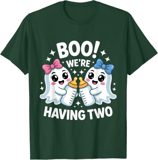 we’re Having Two Ghost Twins Halloween Reveal Funny Boo T-Shirt - T-Shirt | Forest