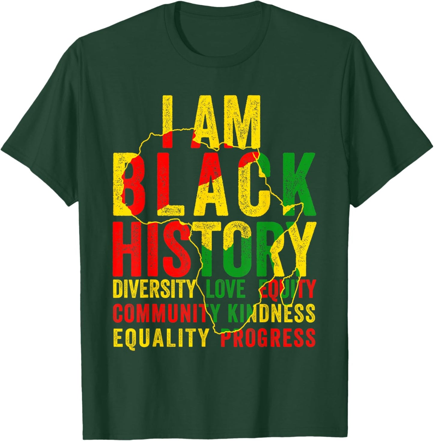 Black History Month Shirt Men Women Afro African Map Pride T-Shirt - T-Shirt | Forest