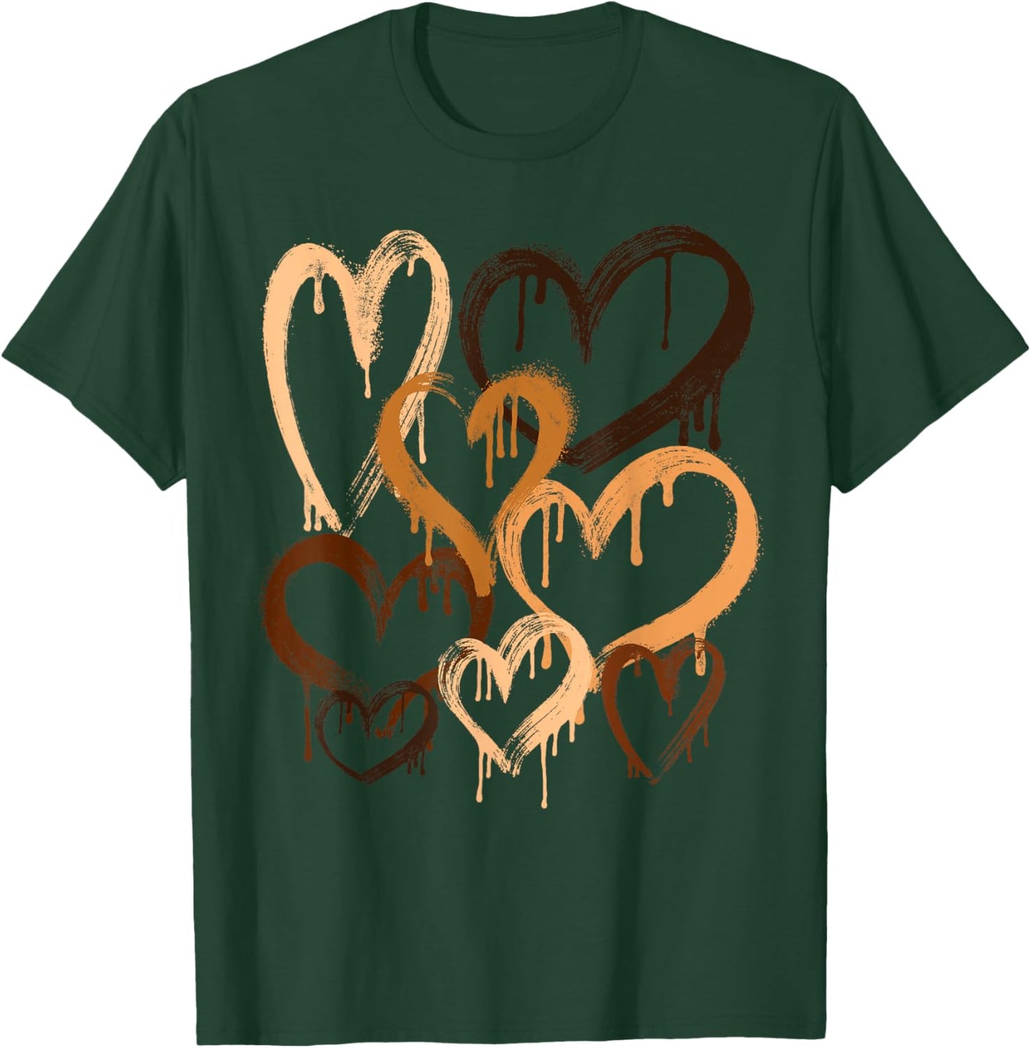 Melanin Shades Hearts Black History Month African Men Women T-Shirt - T-Shirt | Forest