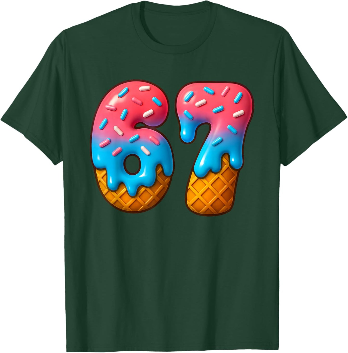 67 Meme Ice Cream Drip 6 7 Gen Alpha Slang Funny Six Seven T-Shirt - T-Shirt | Forest