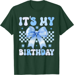 Groovy It's My Birthday Girls Women Teens Coquette Bow T-Shirt - T-Shirt | Forest