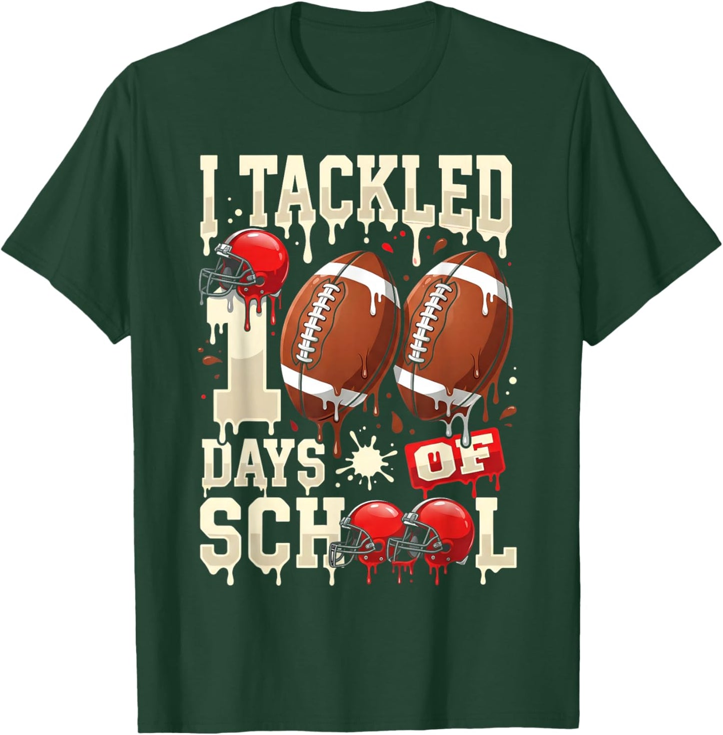 I Tackled 100 Days of School Football 100 Days Smarter Boys T-Shirt - T-Shirt | Forest