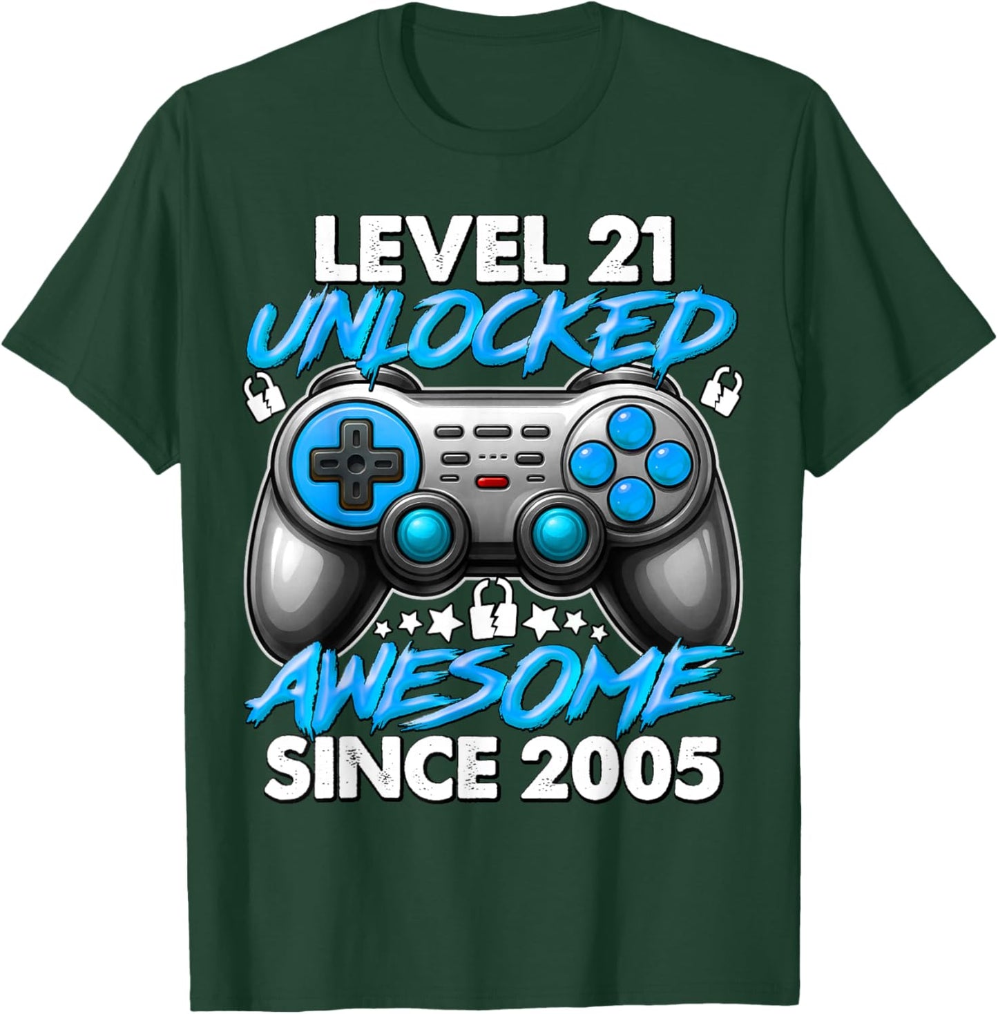 Level 21 Unlocked 21 Year Old Gifts Boys 21st Birthday Boy T-Shirt - T-Shirt | Forest