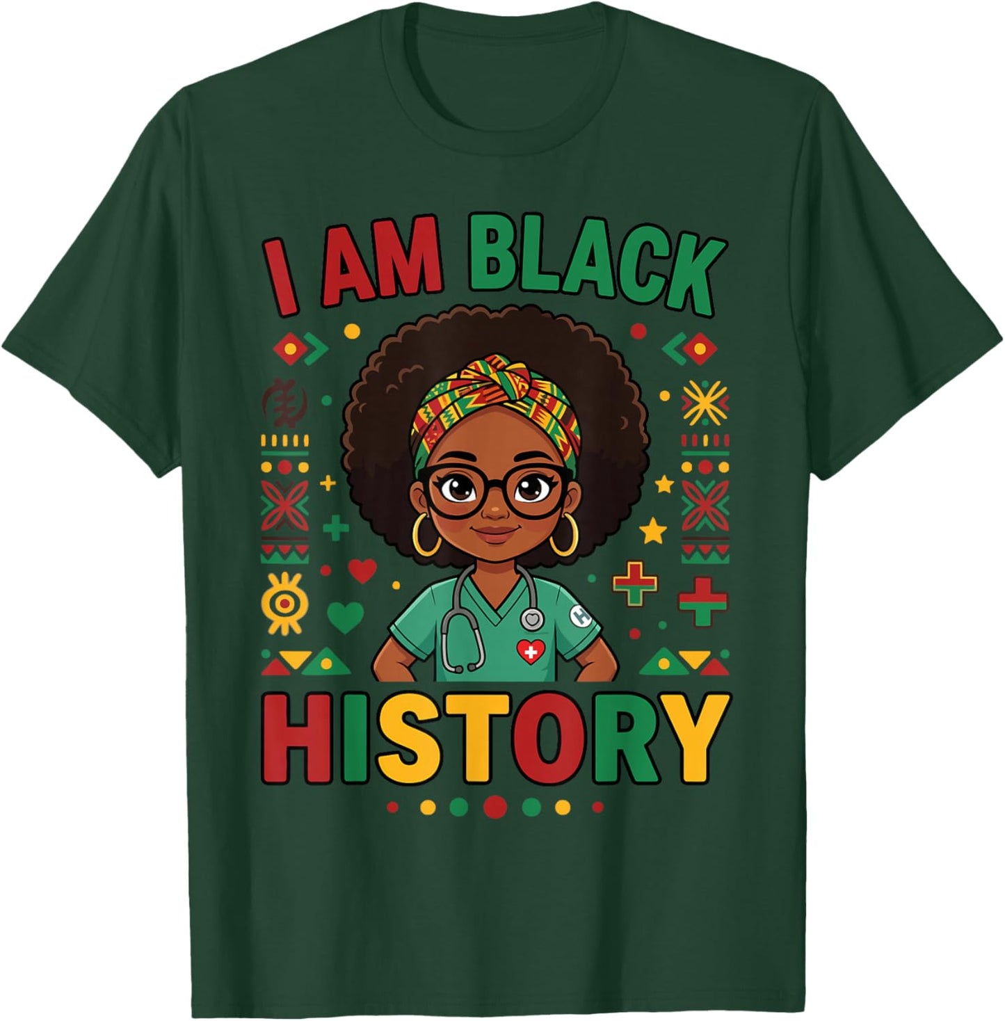I Am Black History Women Girl Black History Month Juneteenth T-Shirt - T-Shirt | Forest