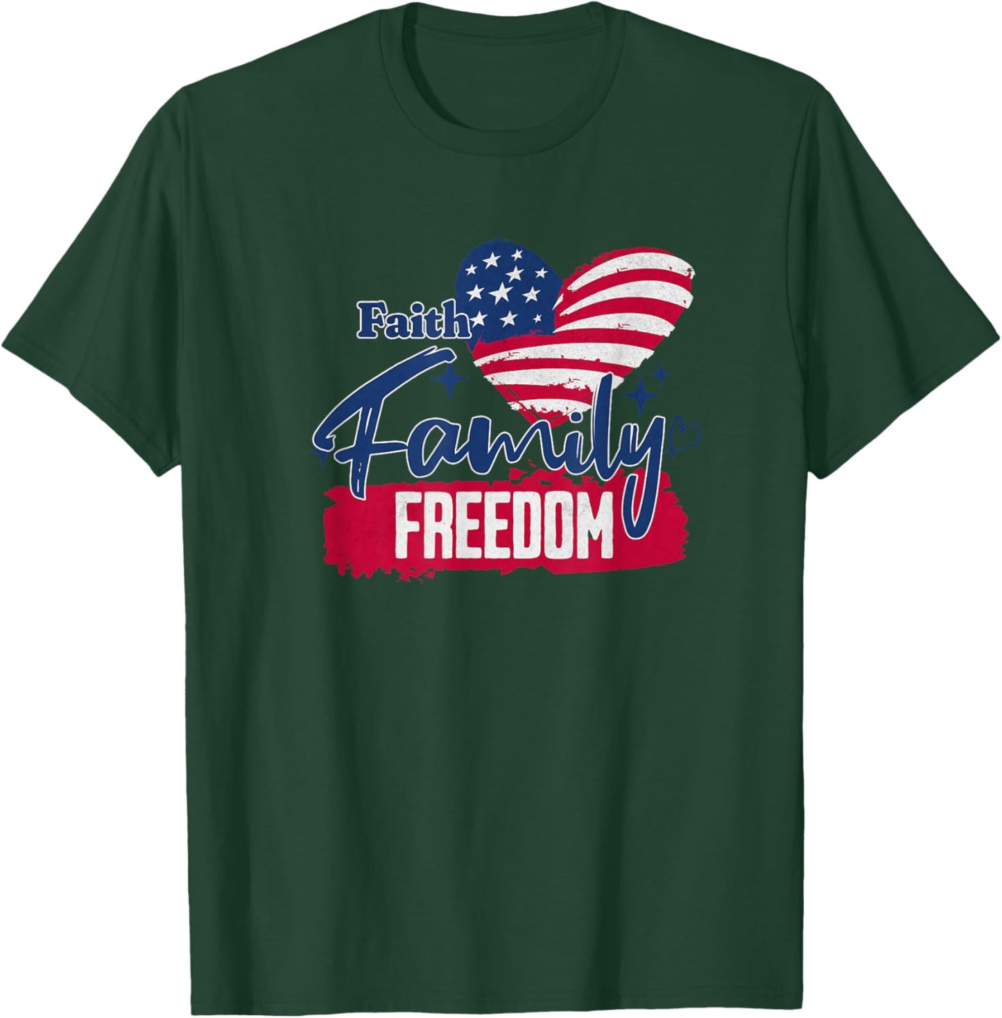 Faith Family Freedom American Flag T-Shirt - T-Shirt | Forest