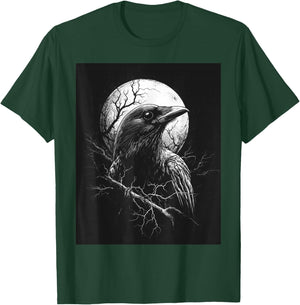 Raven Moon Men Black Gothic Women Black Crow T-Shirt - T-Shirt | Forest
