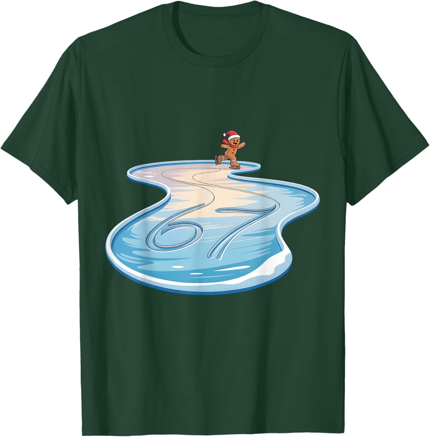 67 Christmas Gingerbreadman Ice Skating 6 7 Meme Xmas 67 T-Shirt - T-Shirt | Forest