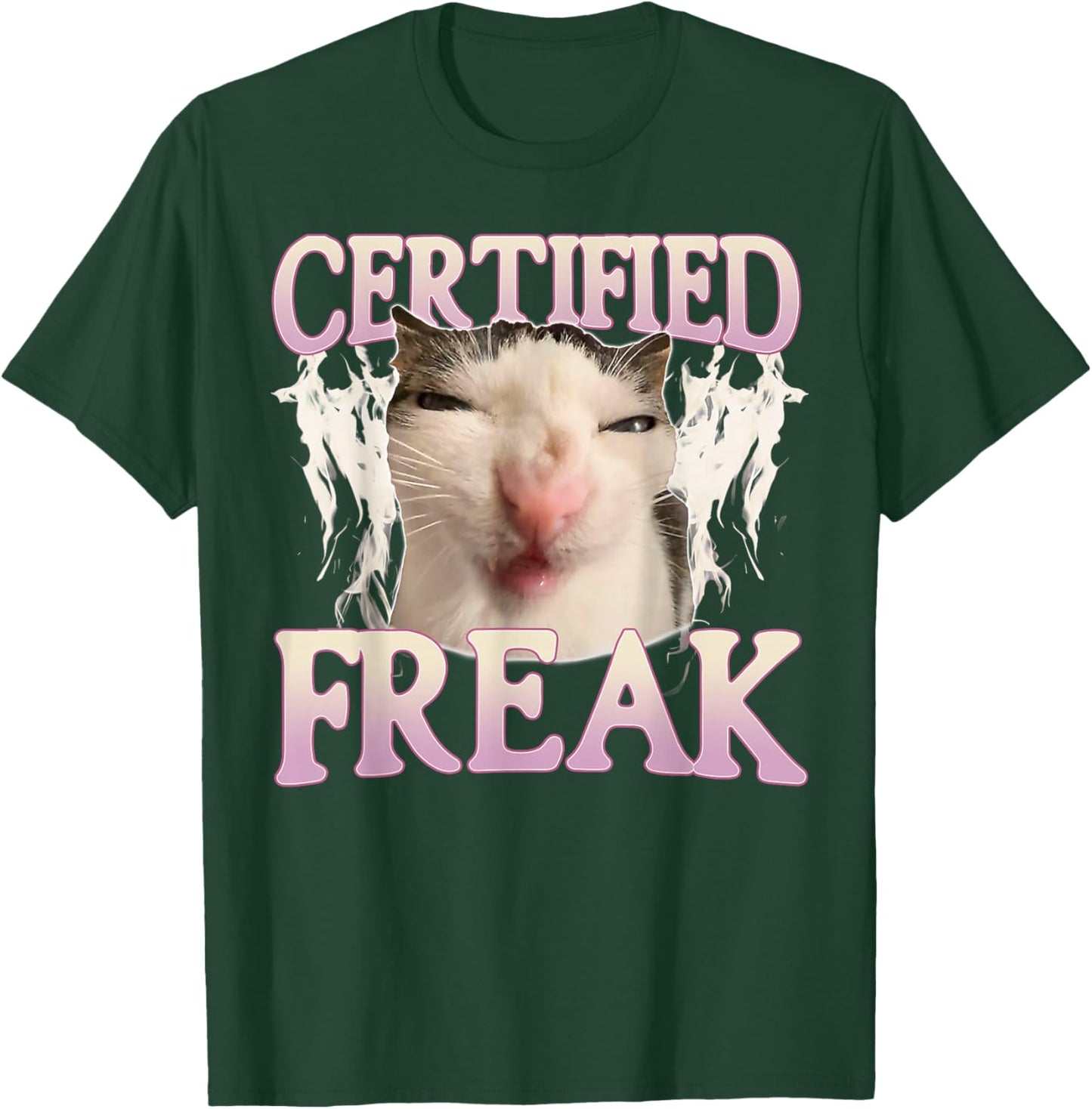 Certified Freak Eat Cement Funny Cat Meme Vintage Humor Cat T-Shirt - T-Shirt | Forest