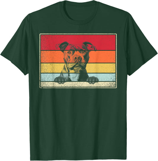 Staffy Dog Classic Retro Vintage Style T-Shirt - T-Shirt | Forest