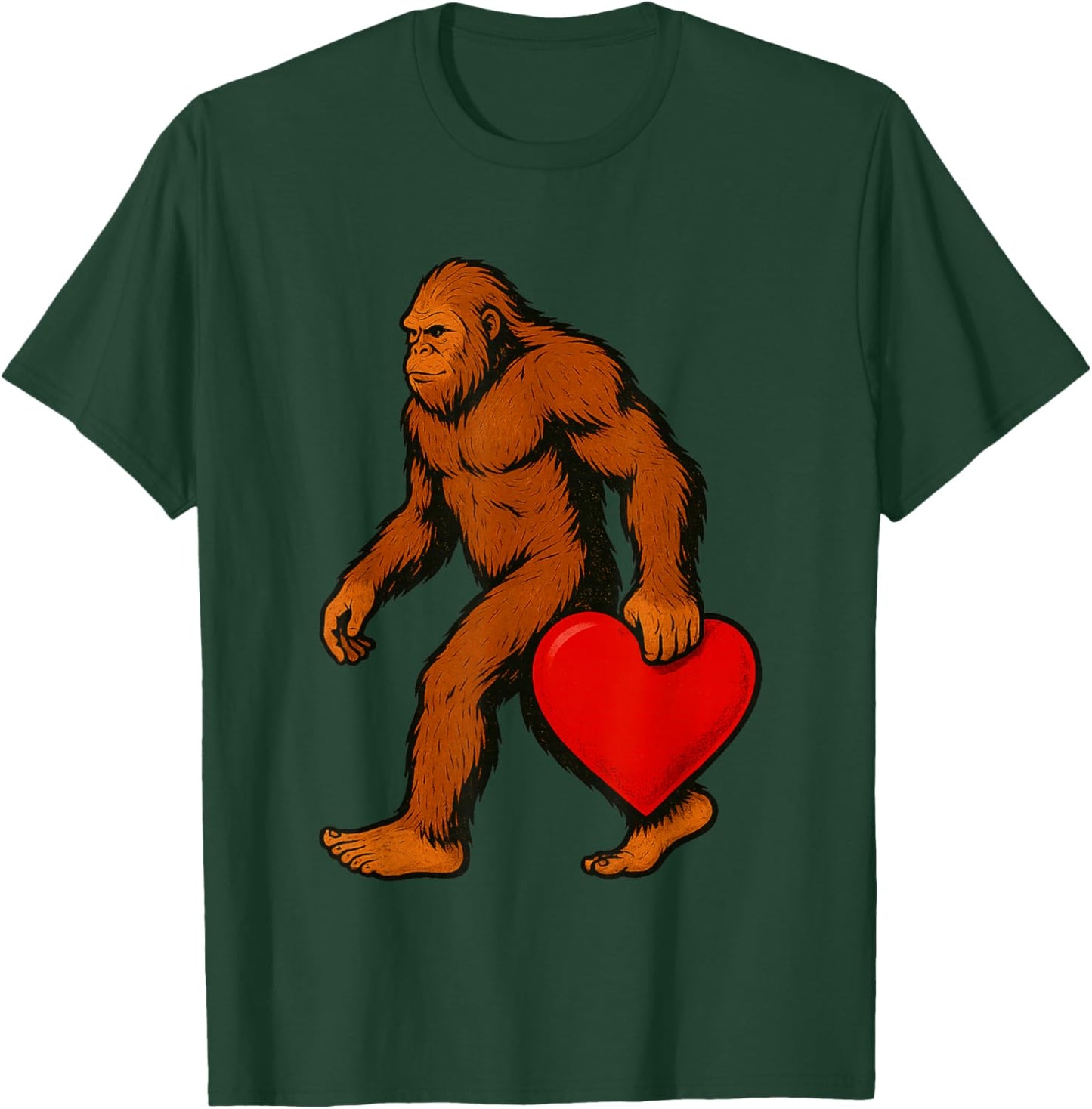 Bigfoot Heart Valentines Day Boys Men Love Sasquatch Funny T-Shirt - T-Shirt | Forest
