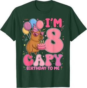 8 Years Old Capy Birthday to Me 8th Birthday Capybara T-Shirt - T-Shirt | Forest