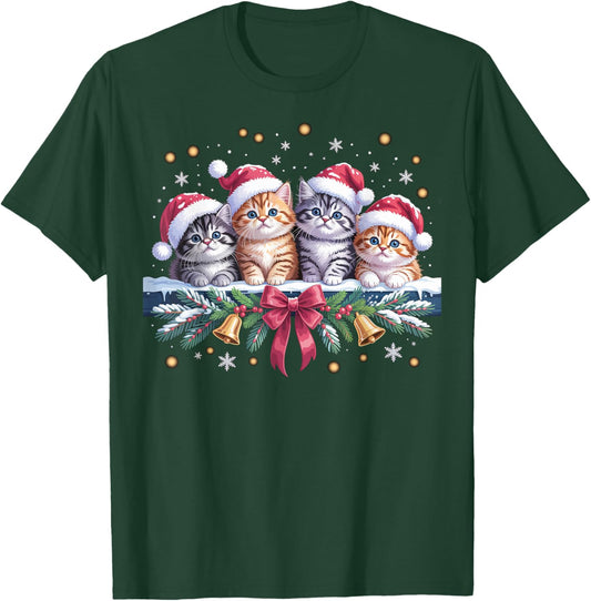 Happy Kittens Christmas Holiday T-Shirt - T-Shirt | Forest