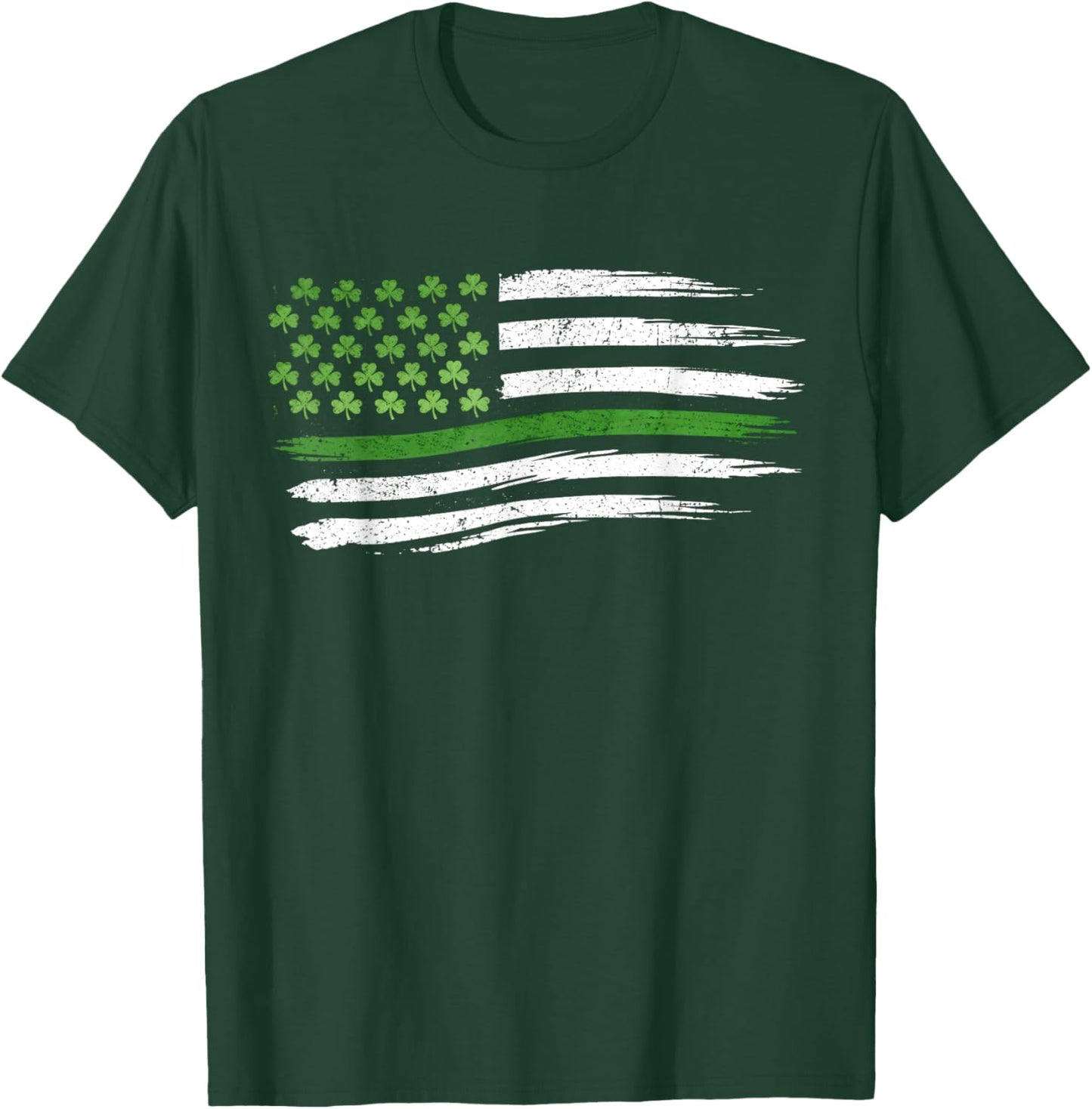 Patriotic Flag with Shamrocks 2026 St. Patrick's Day T-Shirt - T-Shirt | Forest
