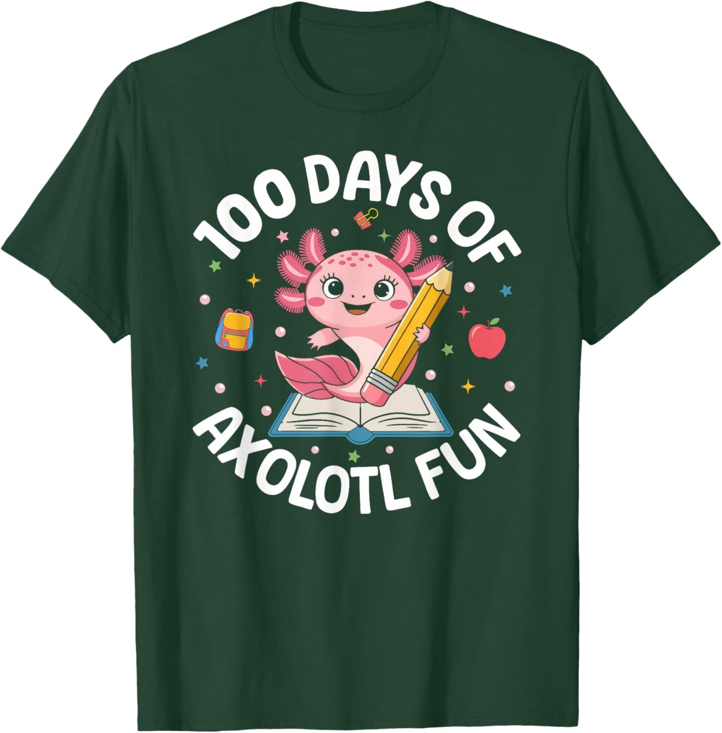 100 Days of Axolotl Fun Boys Girls Kids 100th Day of School T-Shirt - T-Shirt | Forest