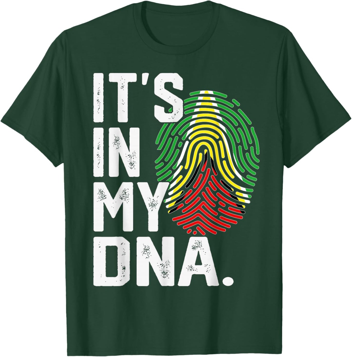 Guyana Roots Flag Fingerprint Graphic Patriotic T-Shirt - T-Shirt | Forest