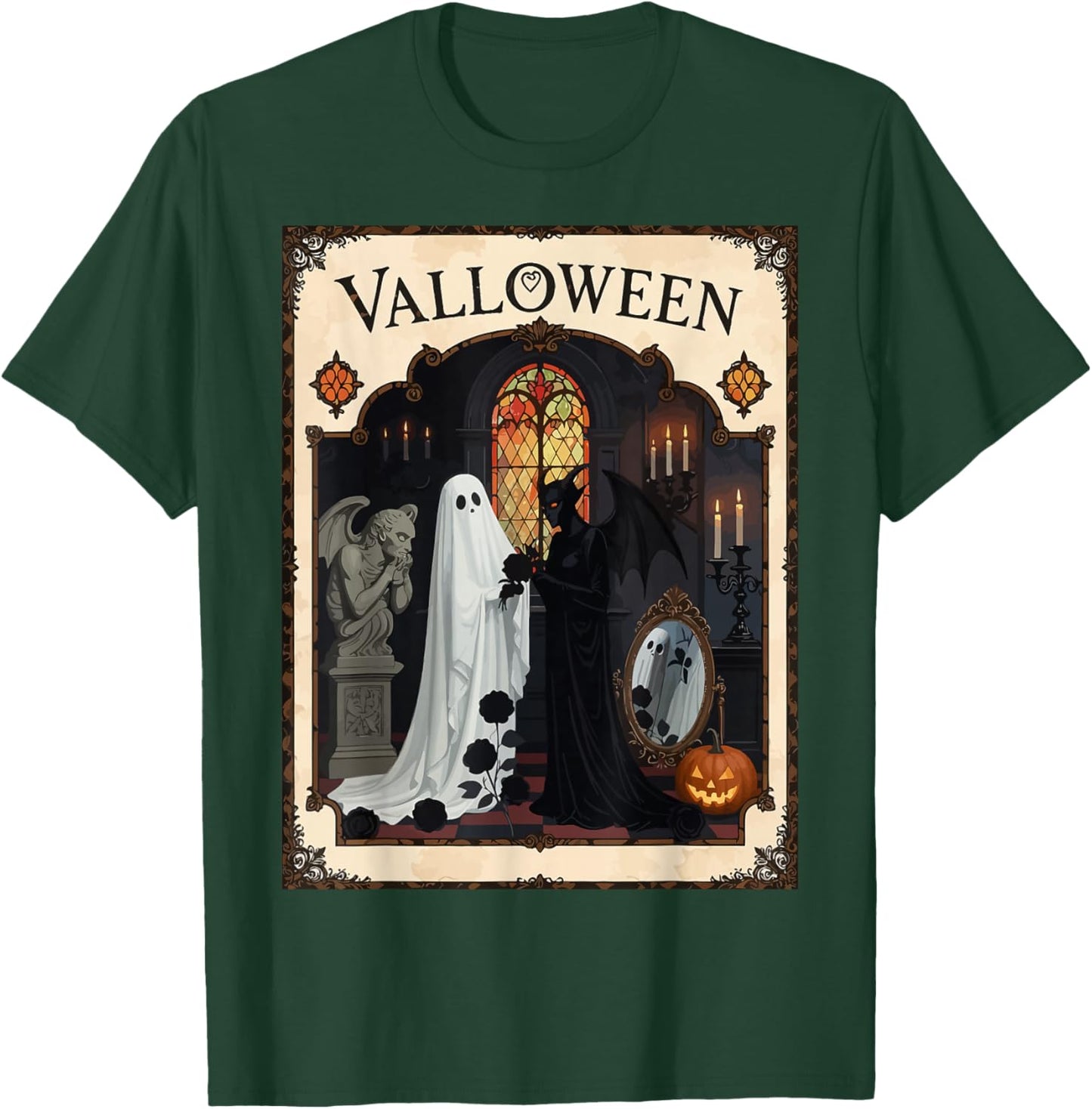 Valloween Ceremony Ghost and Robed Figure T-Shirt - T-Shirt | Forest