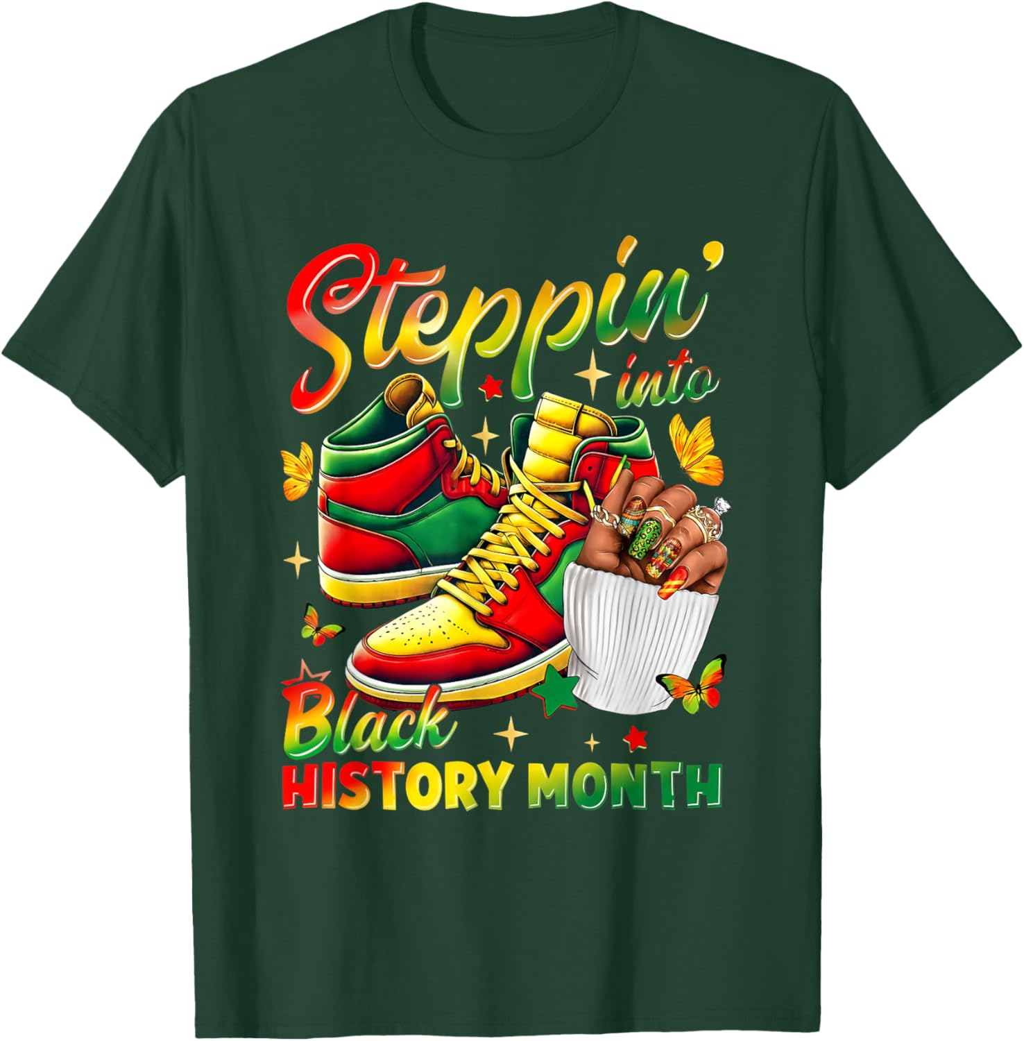 Stepping Into Sneakers Black History Month Black Girls T-Shirt - T-Shirt | Forest