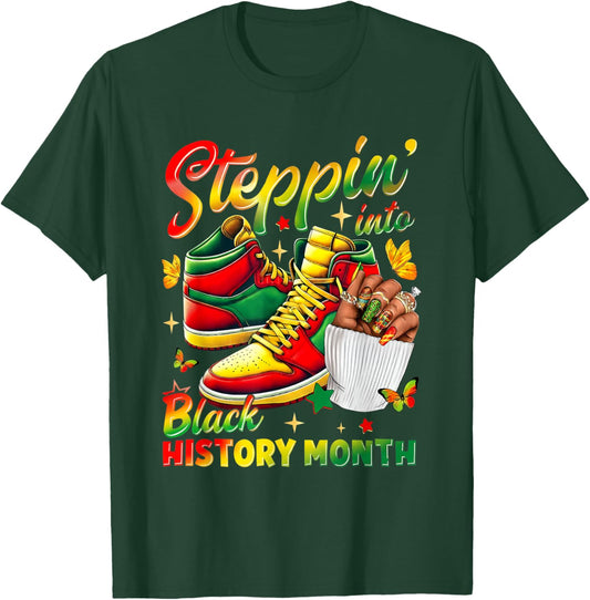 Stepping Into Sneakers Black History Month Black Girls T-Shirt - T-Shirt | Forest