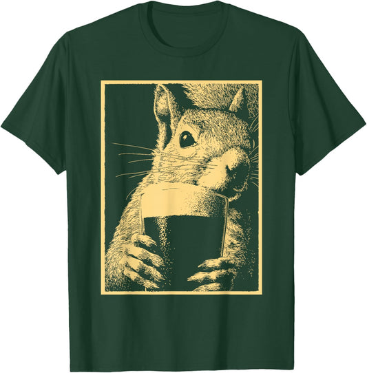 Squirrel with Beer Animal Drinking Humor for St Patricks Day T-Shirt - T-Shirt | Forest