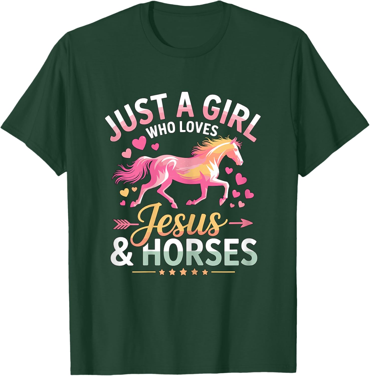 Just a Girl Who Loves Jesus & Horses T-Shirt - T-Shirt | Forest