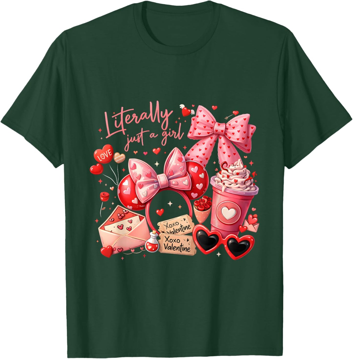 Literally Just a Girl Cute Valentine Aesthetic Gift T-Shirt - T-Shirt | Forest