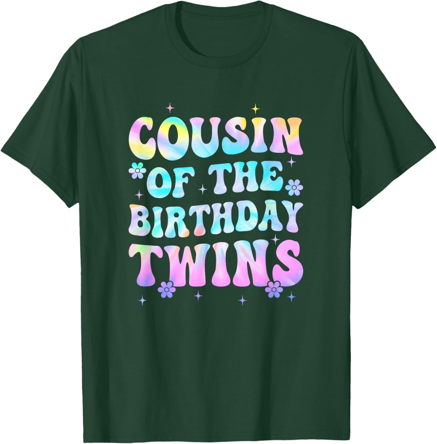 Cousin of The Birthday Twins Girls Kids Party Retro Bday T-Shirt - T-Shirt | Forest