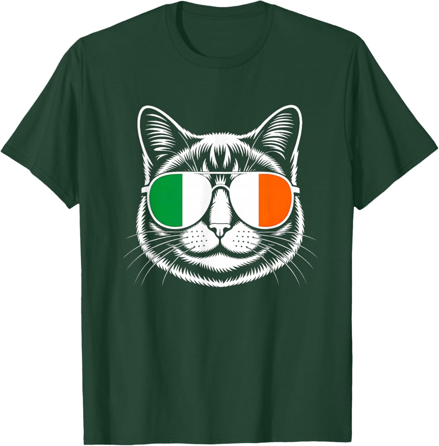 Irish Cat Ireland Flag St Patricks Day Women Girls Cat Lover T-Shirt - T-Shirt | Forest