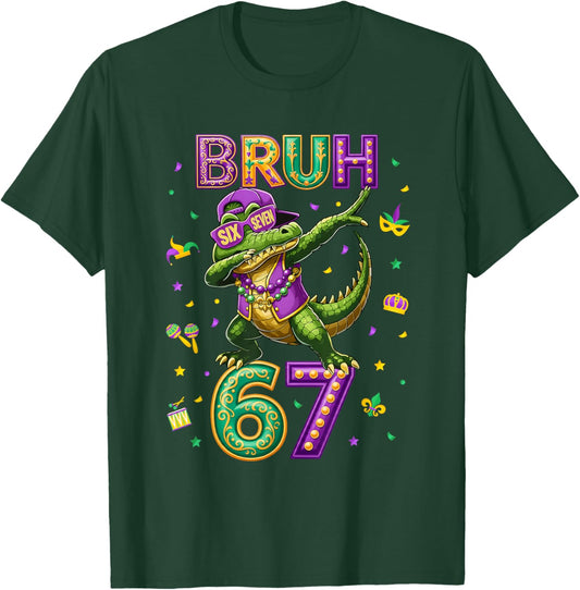 Mardi Gras Six Seven Bruh Mardigator Alligator 6 7 Meme Boys T-Shirt - T-Shirt | Forest