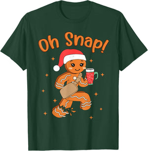 Oh Snap Gingerbread Man Boys Girls Kids Christmas T-Shirt - T-Shirt | Forest