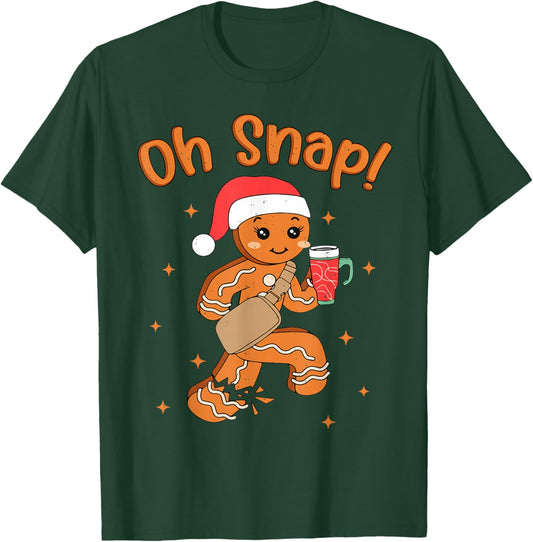 Oh Snap Gingerbread Man Boys Girls Kids Christmas T-Shirt - T-Shirt | Forest