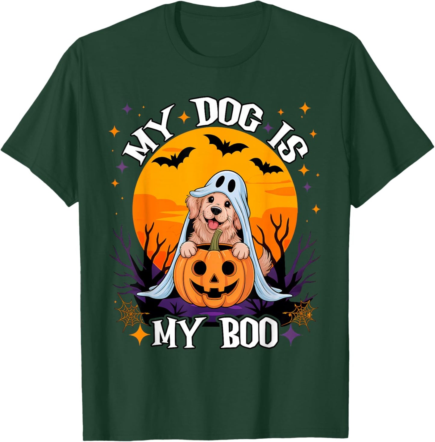 Dog Halloween Ghost Golden Retriever My Dog is My Boo Meme T-Shirt - T-Shirt | Forest