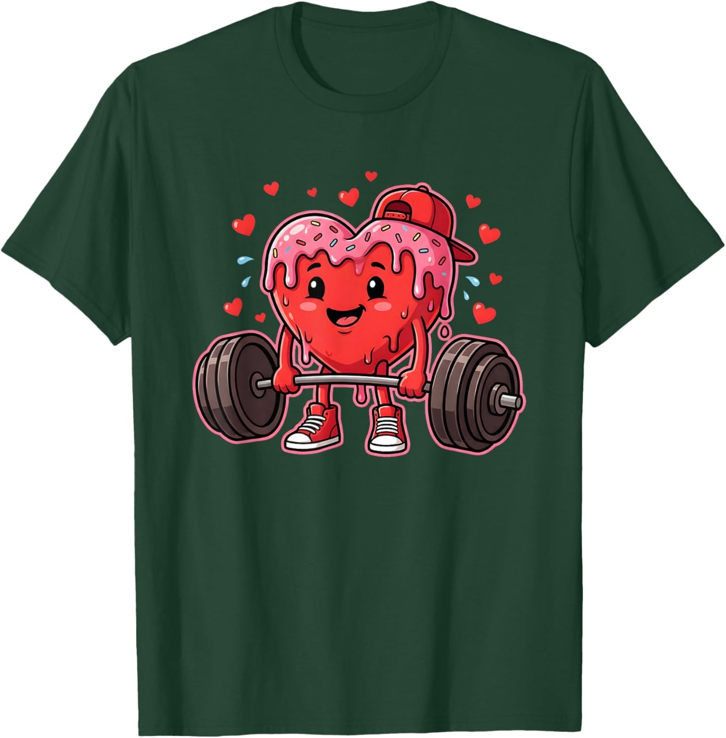 Funny Gym Valentine Deadlift Heart Workout Men Boys T-Shirt - T-Shirt | Forest