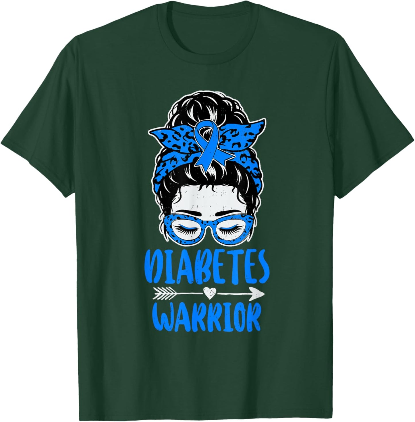 Type 1 Warrior Diabetes Awareness T1D Ribbon Blue T-Shirt - T-Shirt | Forest