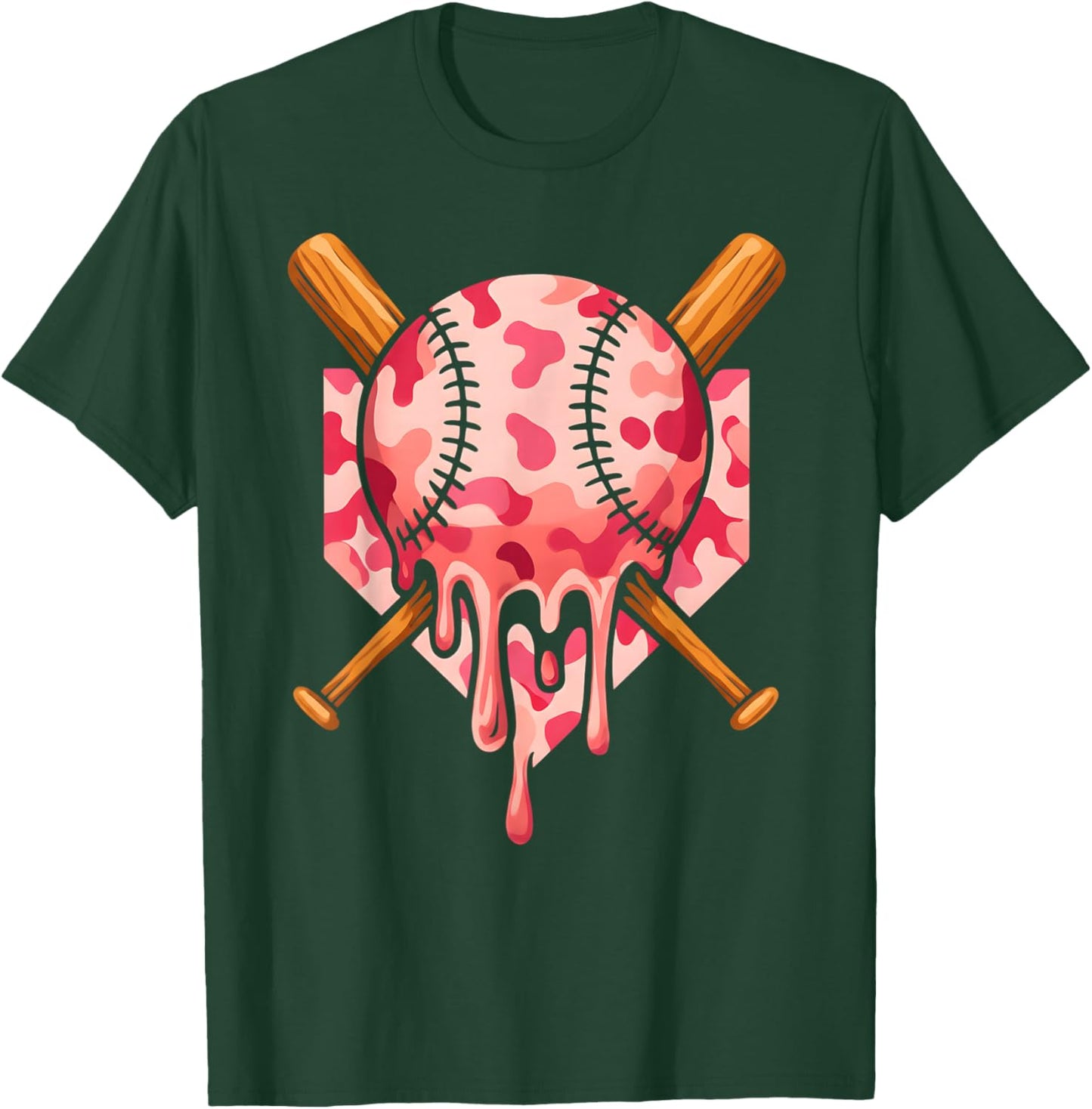 Baseball Pink Camo Ice Cream Youth Boys Girls T-Shirt - T-Shirt | Forest