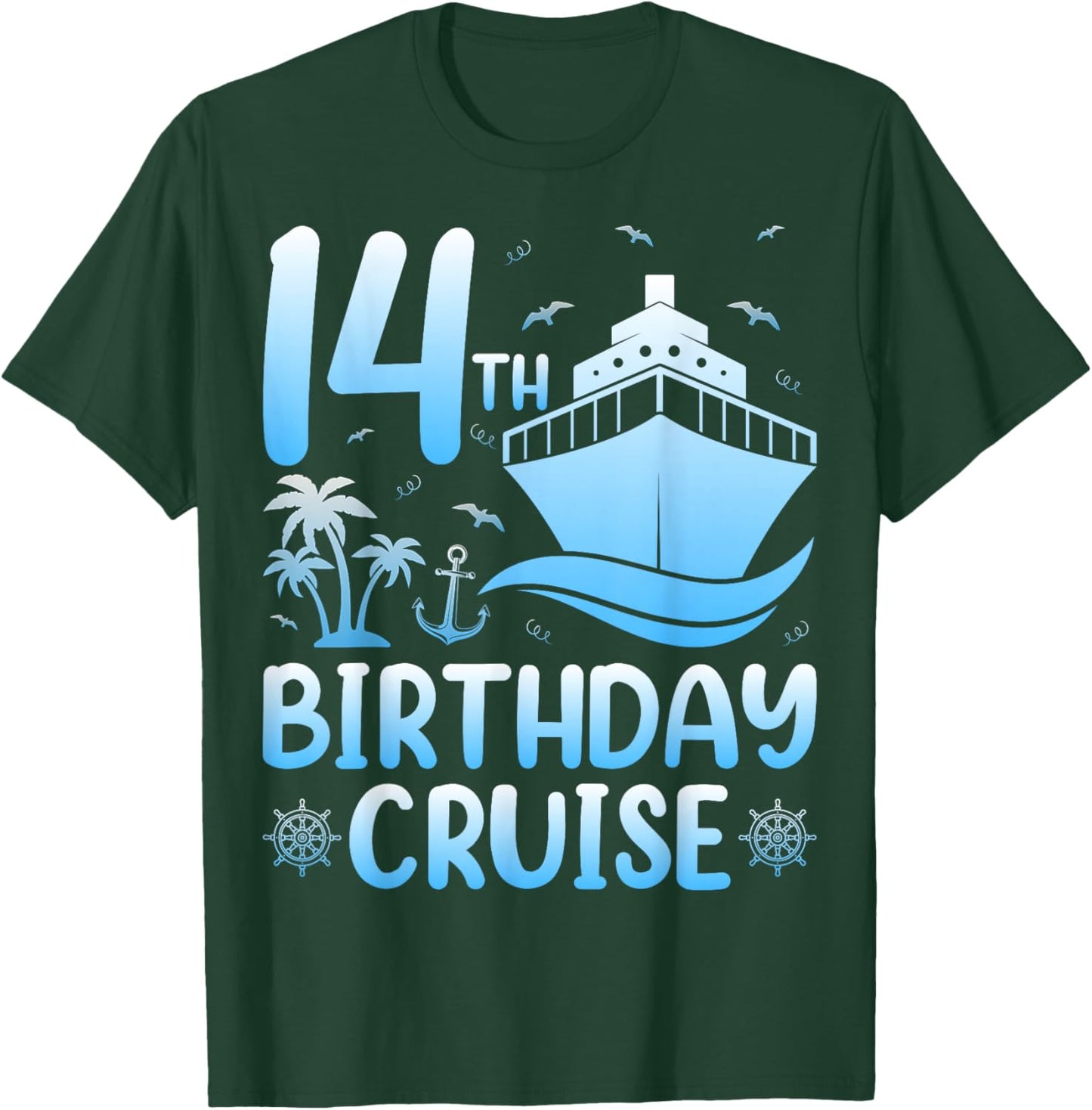 14th Birthday Cruise Vacation 14 Years Old Ocean Ship T-Shirt - T-Shirt | Forest
