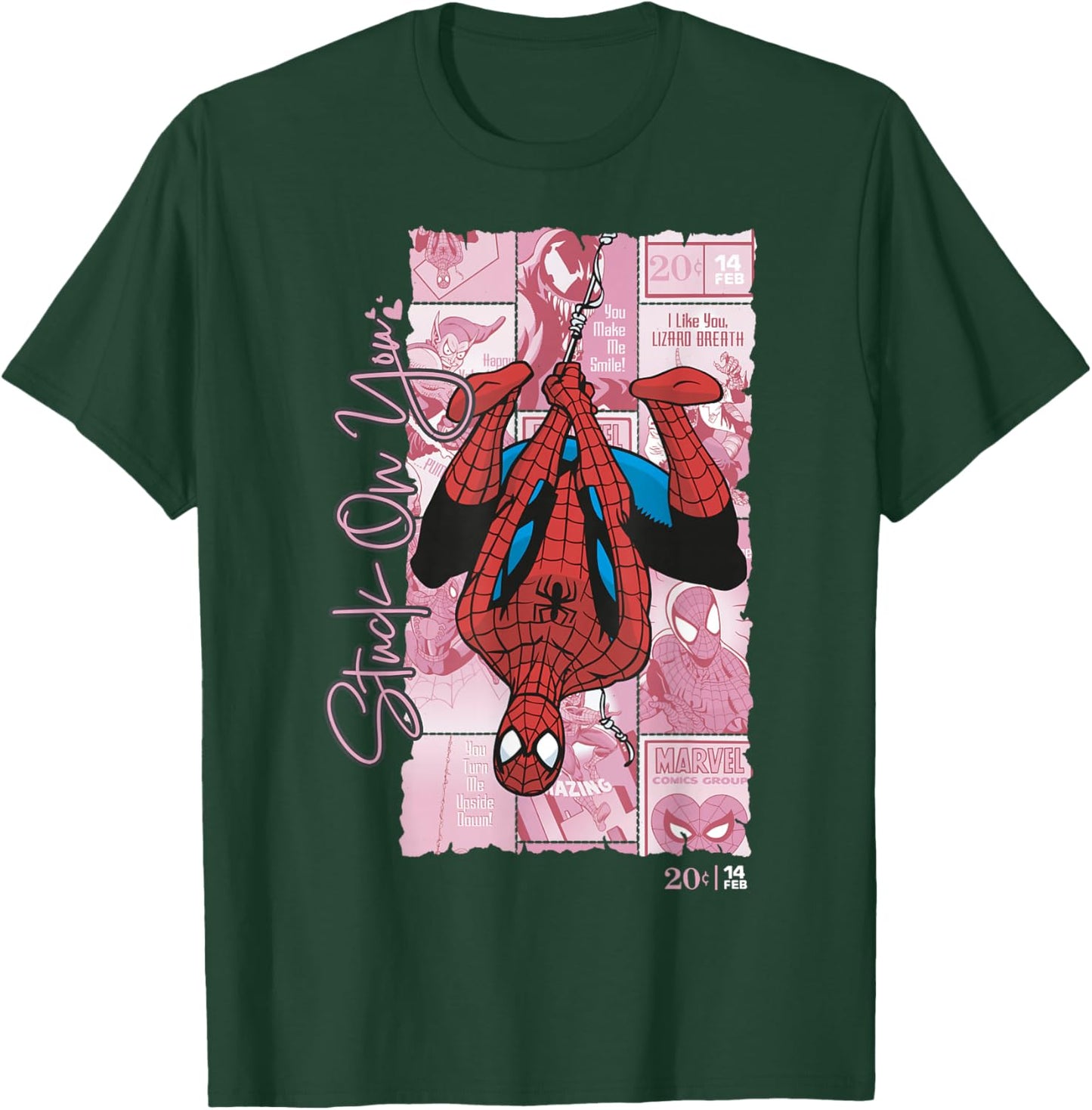 Marvel Comics Spider-Man Stuck On You Valentine T-Shirt - T-Shirt | Forest