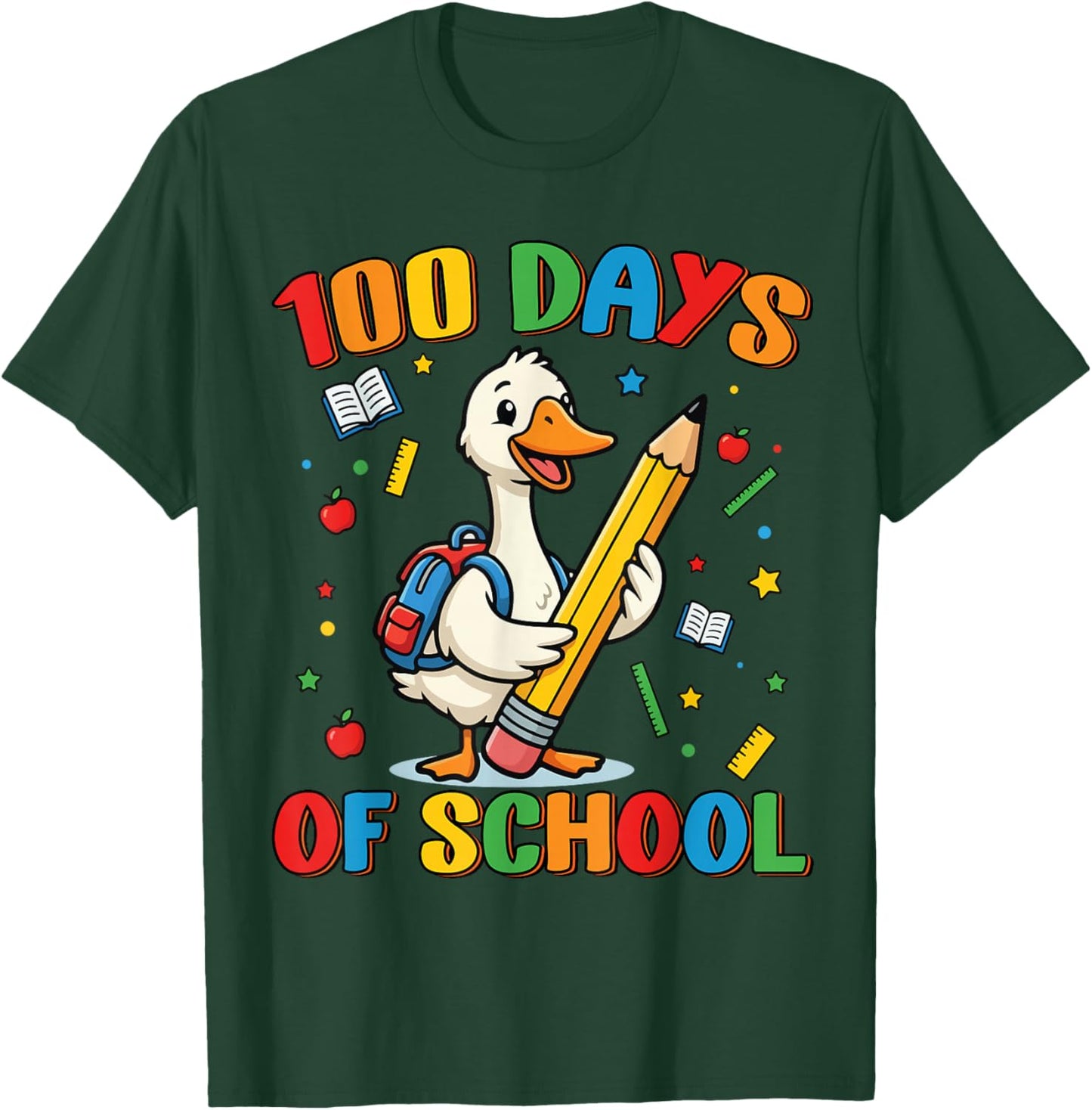 100 Days of School Duck Lover Boys Girls 100th Day School T-Shirt - T-Shirt | Forest