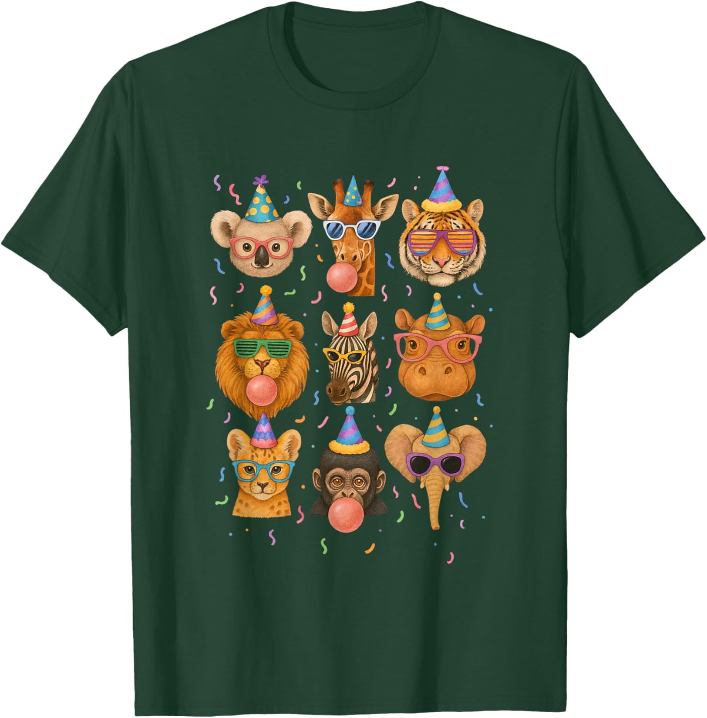 Cute Party Animals Birthday Wildlife Zoo Birthday Boys Kids T-Shirt - T-Shirt | Forest