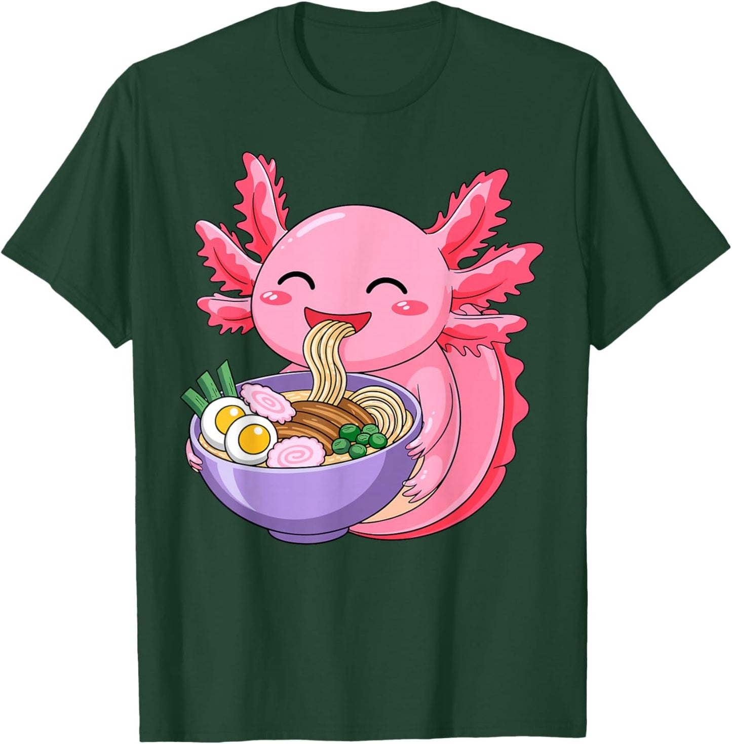 Cute Axolotl Ramen Lover Anime Noodle Japanese Kawaii T-Shirt - T-Shirt | Forest
