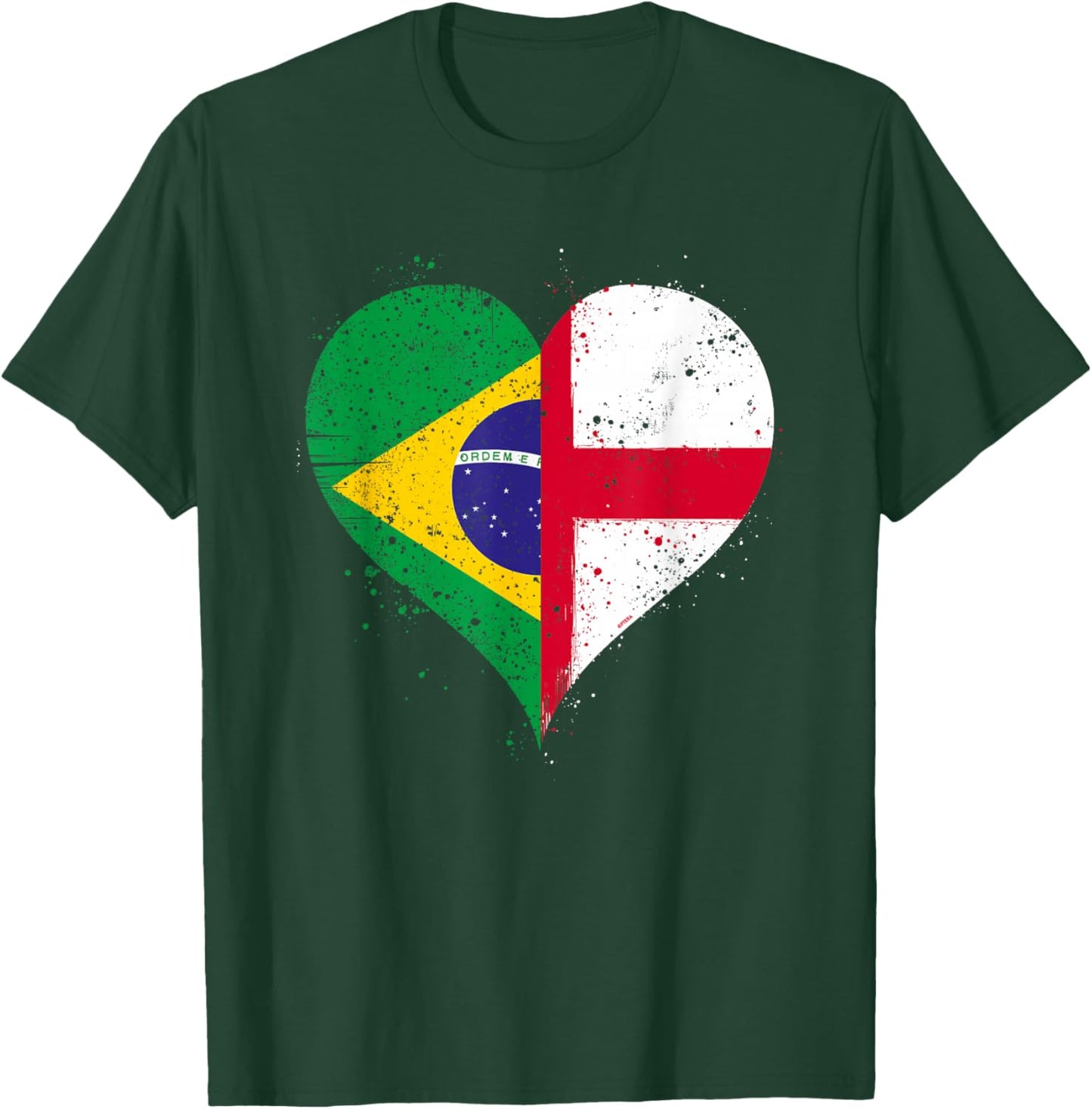 Vintage Brazil England Flag for Proud Brazilian English Fans T-Shirt - T-Shirt | Forest