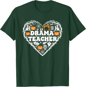 Drama Teacher Heart Pumpkin Ghost Halloween Kids T-Shirt - T-Shirt | Forest
