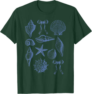 Beach Vacation Shells Starfish Bows Summer Girls Kids Women T-Shirt - T-Shirt | Forest