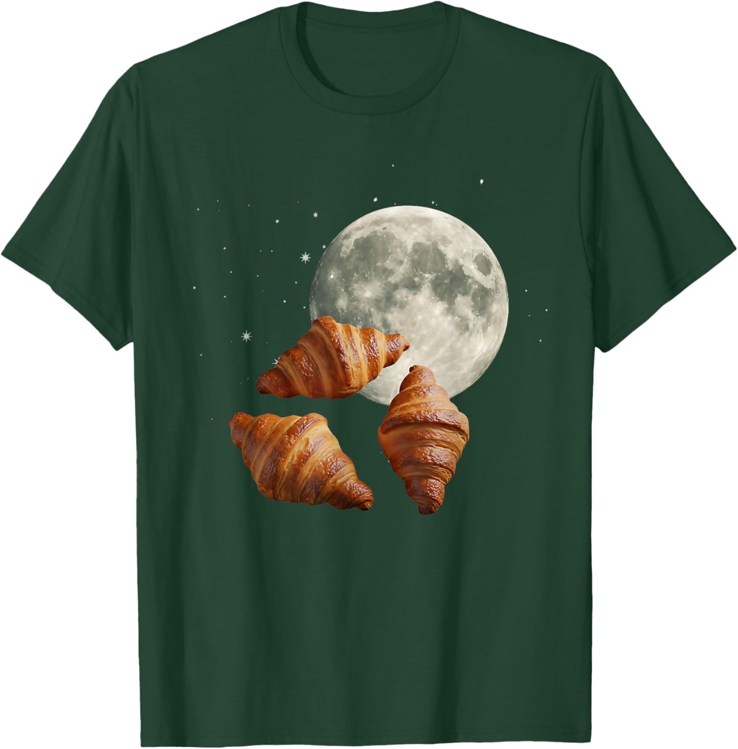 Midnight Croissant Orbit Under Full Moon and Stars T-Shirt - T-Shirt | Forest