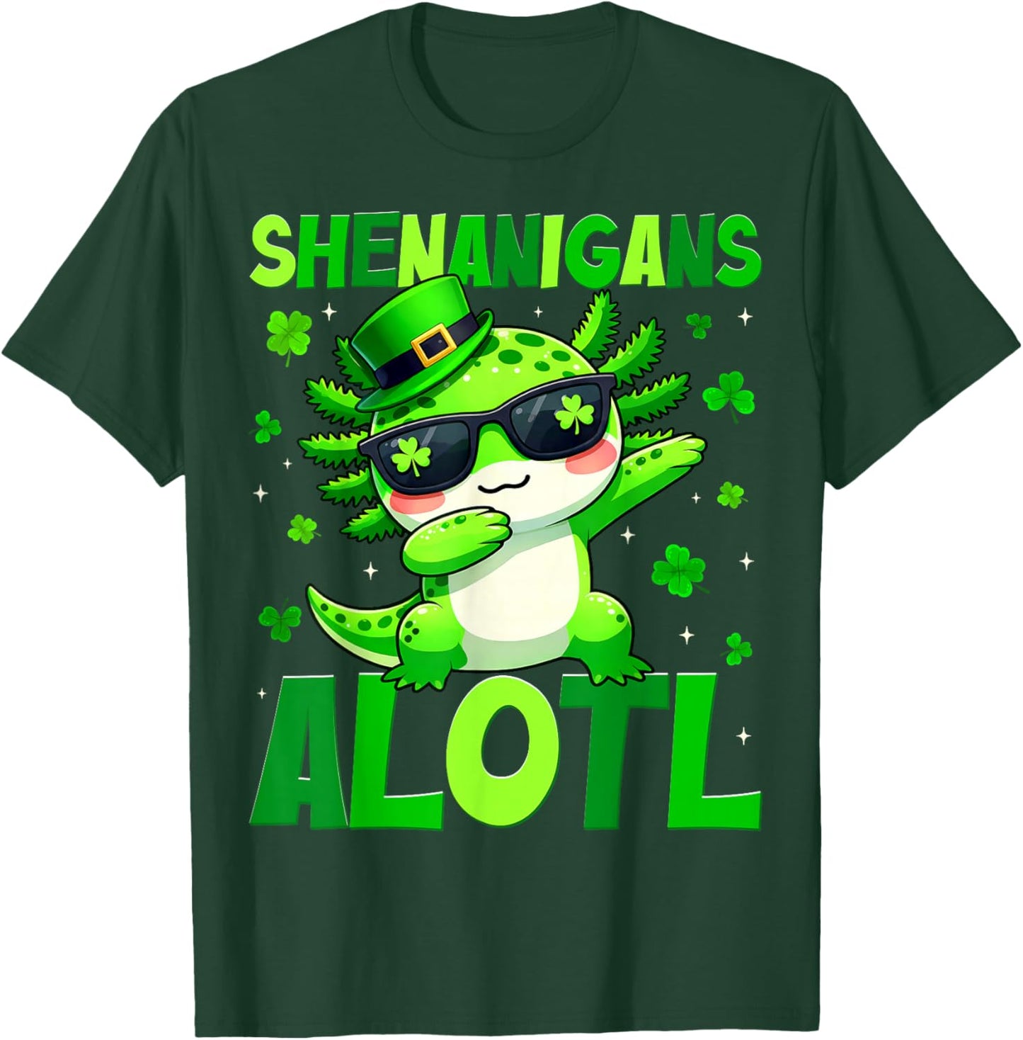 Funny Shenanigans Alotl Dabbing Axolotl St Patricks Boy Kid T-Shirt - T-Shirt | Forest