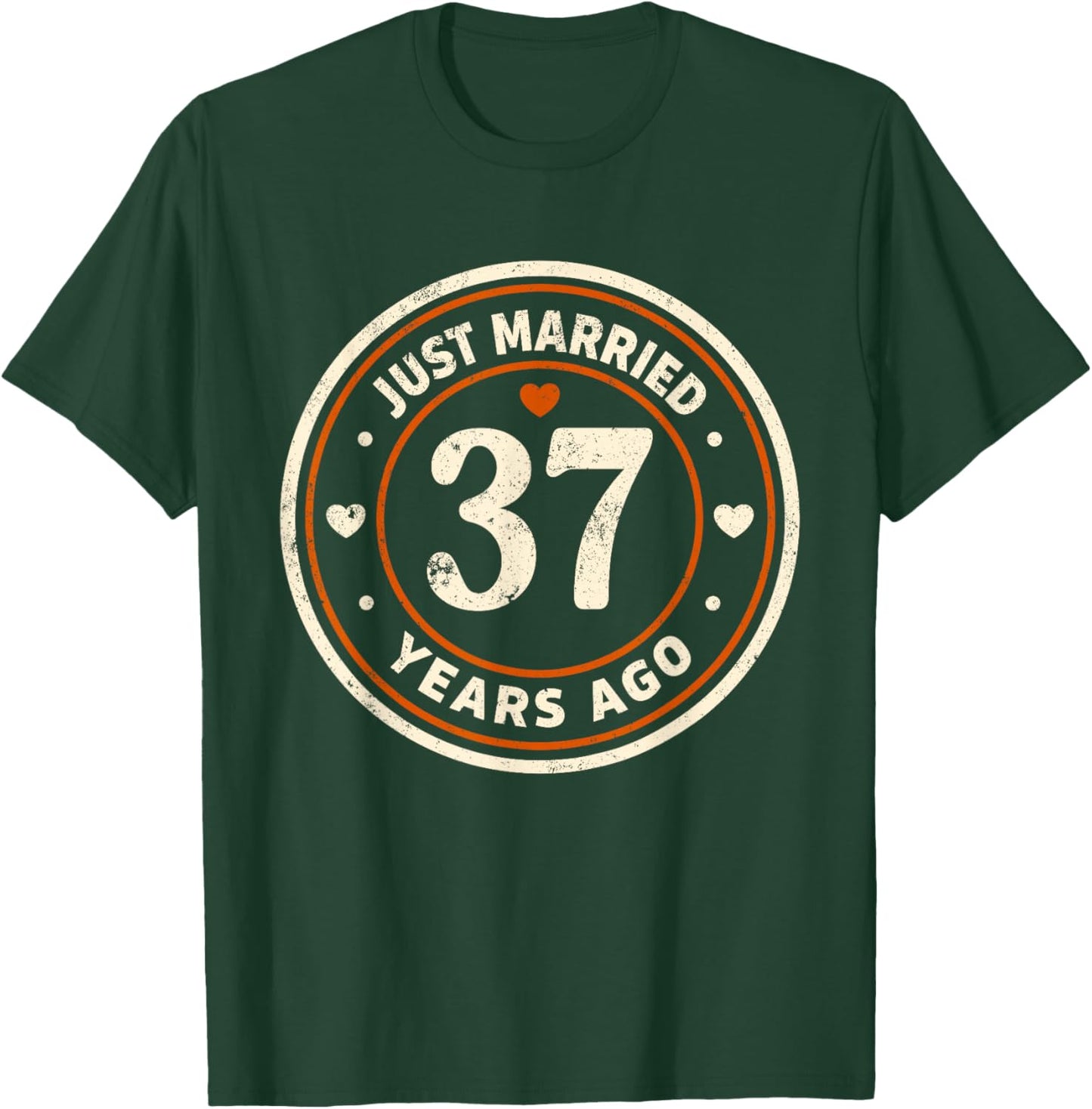 Retro Just Married 37 Years Ago 37th Wedding Anniversary T-Shirt - T-Shirt | Forest