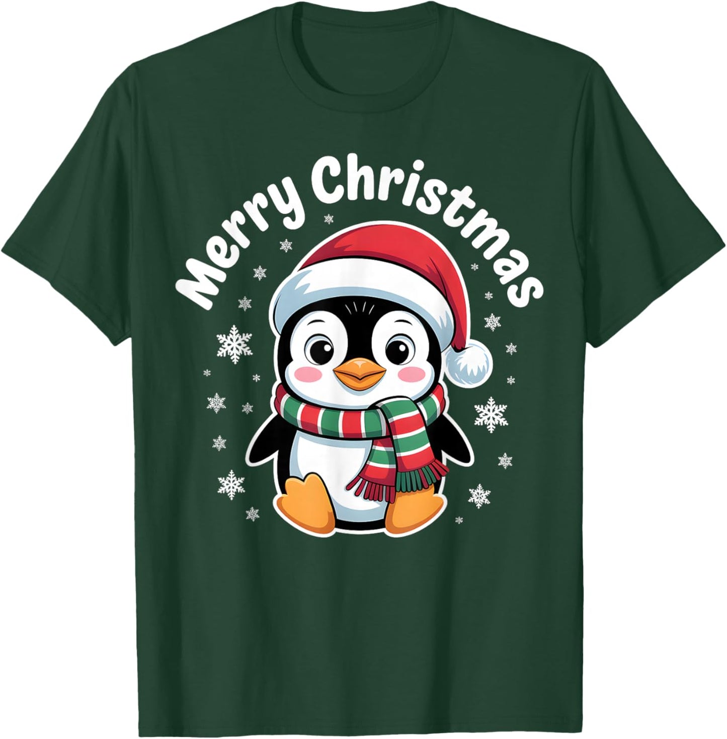 Merry Christmas Penguin Cute Santa Hat Winter Holiday T-Shirt - T-Shirt | Forest
