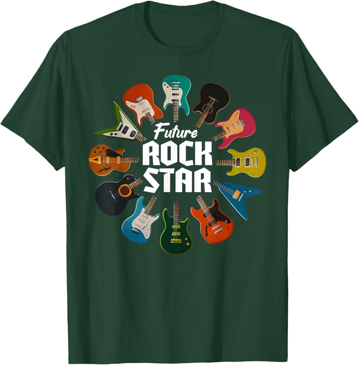 Future Rock Star Colorful Electric Guitars Music Band Kids T-Shirt - T-Shirt | Forest